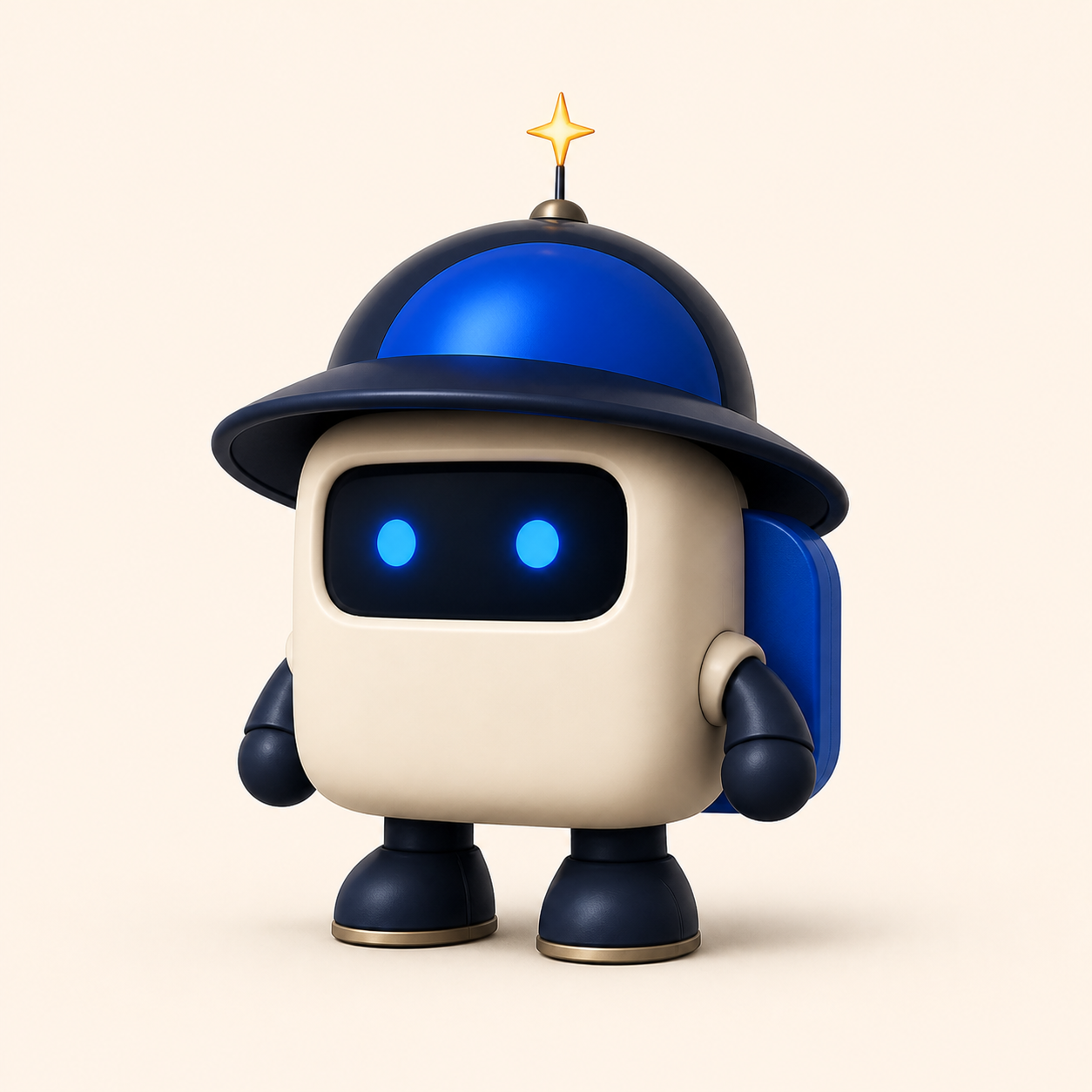 The AppRanger character in his blue helmet, with a gold star antenna
